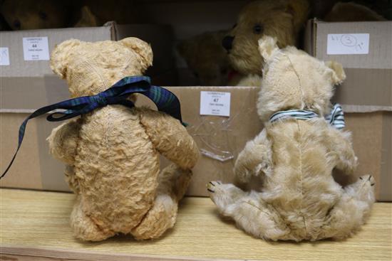 Four bears: Winnie; Chiltern 1950s, Ragamuffin bear and another